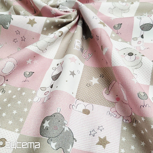 Tkanina bawełniana BABY ZOO róż