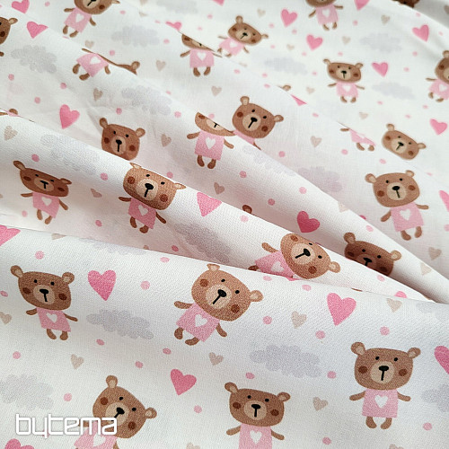 Tkanina bawełniana LOVE BEAR różowy
