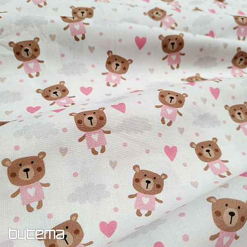 Tkanina bawełniana LOVE BEAR różowy