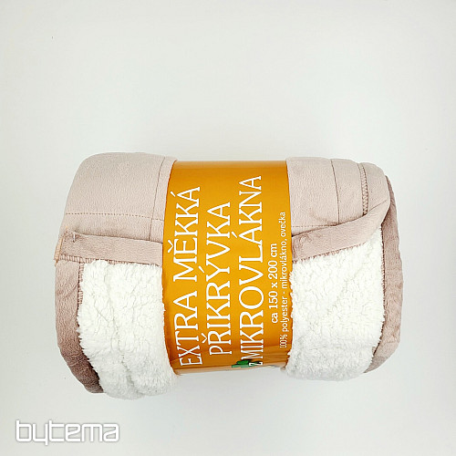 koc z mikrofibry EXTRA SOFT SHEEP przeszycia beżowo-szare