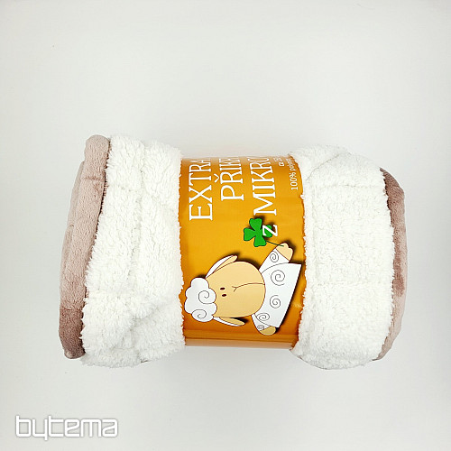 koc z mikrofibry EXTRA SOFT SHEEP przeszycia beżowo-szare