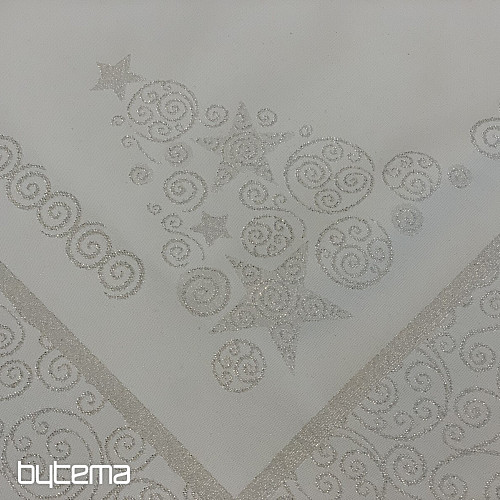 Świąteczny obrus ORNAMENT srebrny natur