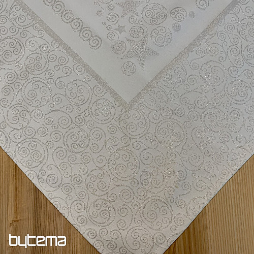 Świąteczny obrus ORNAMENT srebrny natur