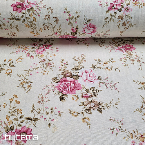 Tkanina dekoracyjna RÓŻ RAKEL biała