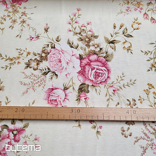 Tkanina dekoracyjna RÓŻ RAKEL biała