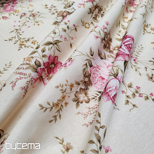 Tkanina dekoracyjna RÓŻ RAKEL biała