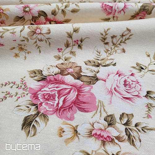 Tkanina dekoracyjna RÓŻ RAKEL biała