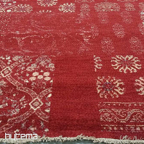 Luksusowy dywan wełniany DJOBIE PATCH czerwony