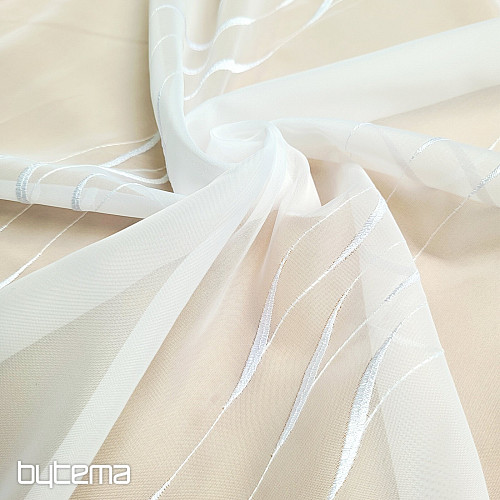 Haftowana luksusowa firana biała GERSTER 195/0001