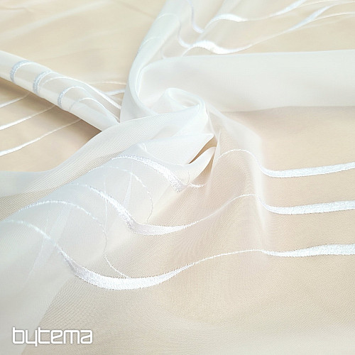 Haftowana luksusowa firana biała GERSTER 195/0001