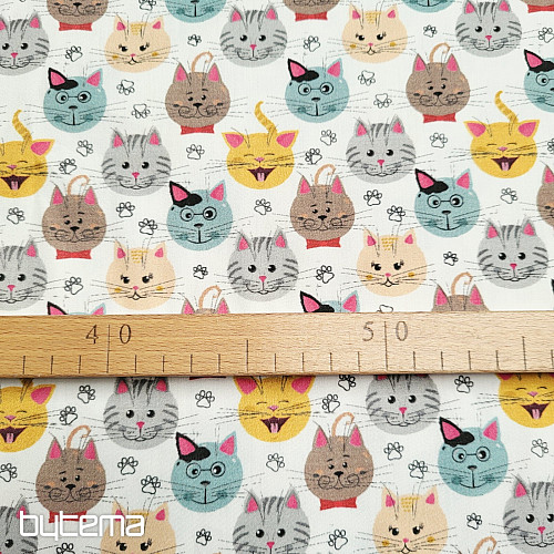 Dziecięca satyna bawełniana z nadrukiem cyfrowym KOTY