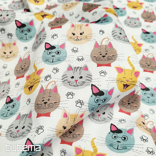 Dziecięca satyna bawełniana z nadrukiem cyfrowym KOTY