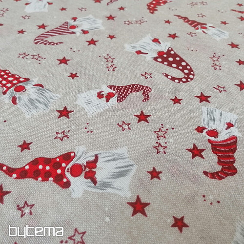 Świąteczna tkanina dekoracyjna Krasnoludki
