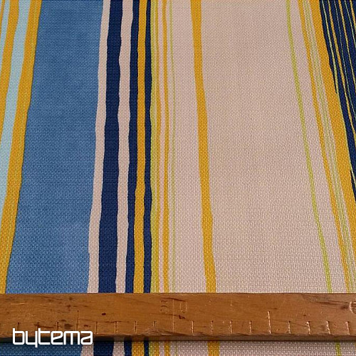 Tkanina dekoracyjna w paski niebiesko-żółte 140cm