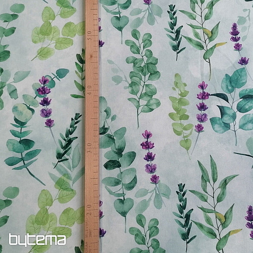 Tkanina dekoracyjna LIŚCIE zielone