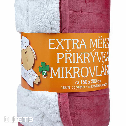 Kocyk z mikrofibry EXTRA soft SHEEP przeszyty starym różem