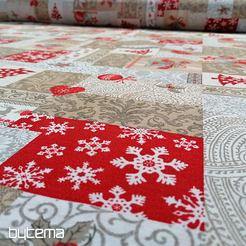 Tkanina dekoracyjna PATCHWORK Świąteczny beż