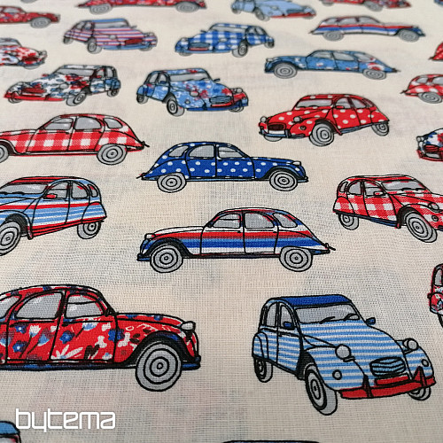 Tkanina bawełniana CARS czerwono-niebieski
