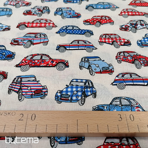 Tkanina bawełniana CARS czerwono-niebieski
