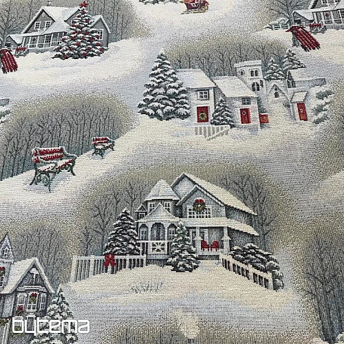 Tkanina gobelinowa ŚWIĄTECZNY KRAJOBRAZ