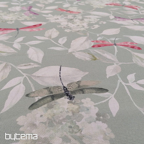 Tkanina dekoracyjna ROSETO WAŻKA  szaro-zielona