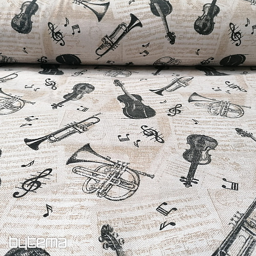 Tkanina dekoracyjna INSTRUMENTY MUZYCZNE