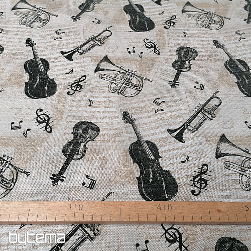 Tkanina dekoracyjna INSTRUMENTY MUZYCZNE