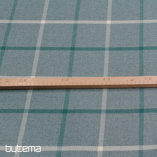 tkanina obiciowa MULL ARCHER kratka - szaro - zielono - mięta