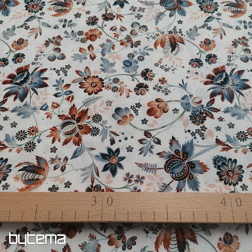 Tkanina bawełniana VARANASI KALAMKARI biała