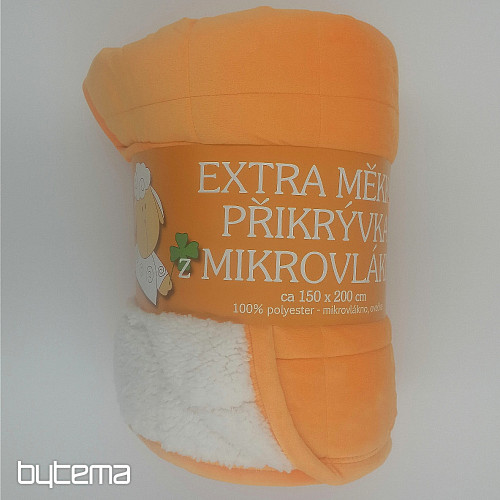 koc z mikrofibry EXTRA SOFT OWCA ścieg pomarańczowy jasny
