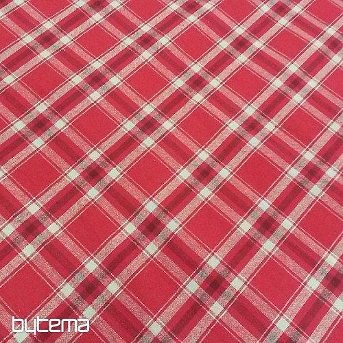 Tkanina kostka TISSE beż / czerwień