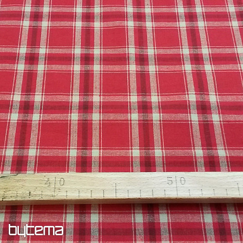 Tkanina kostka TISSE beż / czerwień