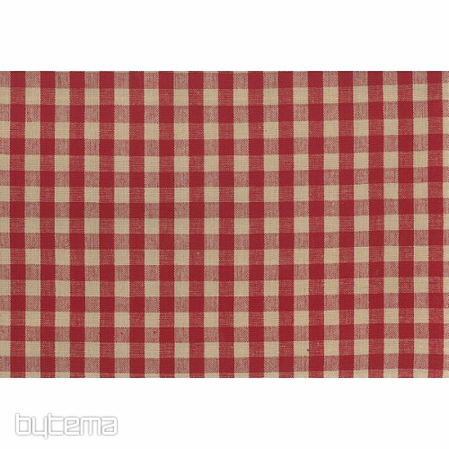 Tkanina w kratkę MERIGNAC beż / czerwień