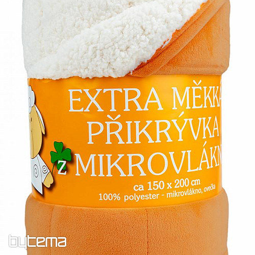 koc z mikrofibry EXTRA SOFT OWCE szwy ściegiem. cynamon