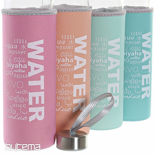 Butelka szklana z pokrywką neoprenową 600 ml