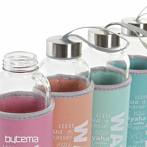 Butelka szklana z pokrywką neoprenową 600 ml