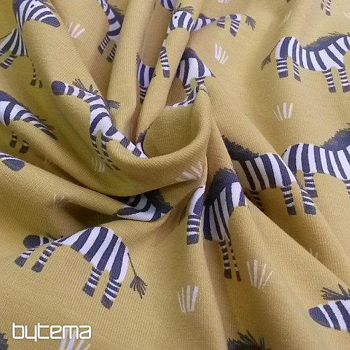 Dzianina bawełniana ZEBRA żółto-zielona