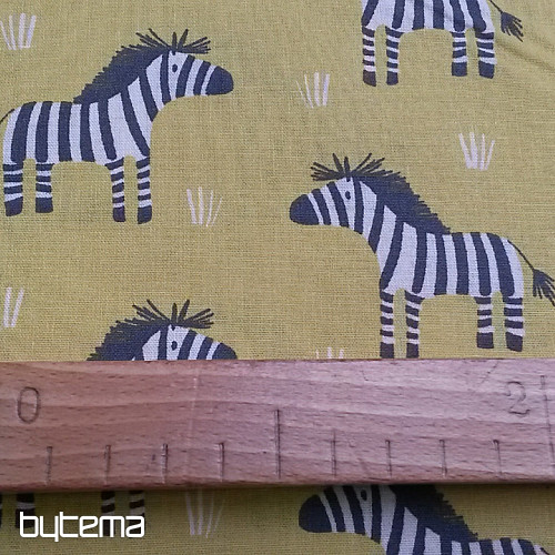 Tkanina bawełniana ZEBRA żółto-zielona