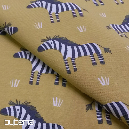 Dzianina bawełniana ZEBRA żółto-zielona