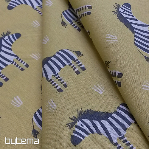 Tkanina bawełniana ZEBRA żółto-zielona