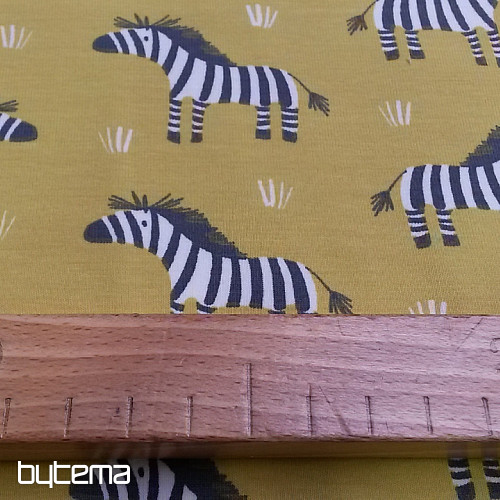 Dzianina bawełniana ZEBRA żółto-zielona