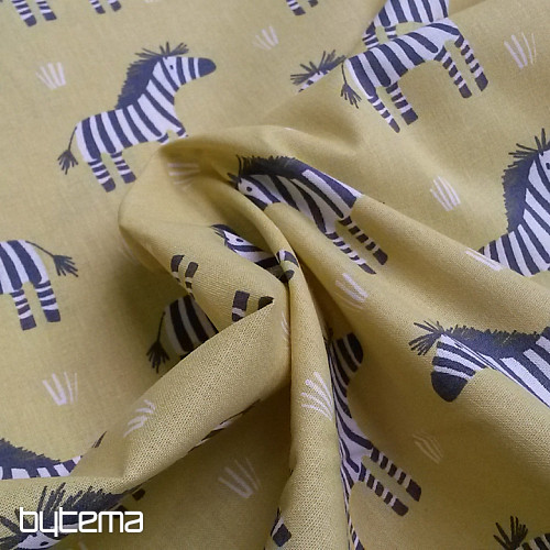 Tkanina bawełniana ZEBRA żółto-zielona